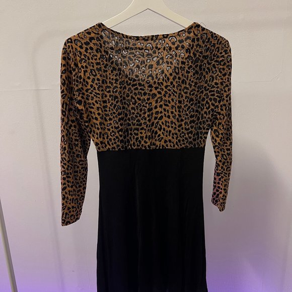 90s Leopoard Print Black Dress - Picture 3 of 5